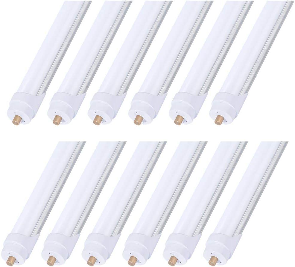 8ft LED Bulbs,12 Pack 96" 45W FA8 Single Pin LED Tube Lights 5400LM, 6000k, Milky Cover, F96T12 Bulb Fluorescent Replacement, Ballast Bypass