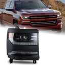 Primed Black FULL LED DRL Projector Headlight Assembly Compatible with 2016-2018 Chevy Silverado 1500/2019 Silverado 1500 LD Right Passenger Side 84893098 GM2503456