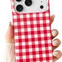 Skyseaco for iPhone 17 Pro Case Cute Aesthetic Gingham Phone Case Soft Slim TPU Shockproof Phone Cover for Women Girls 6.3 inch 2025 - Red