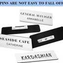 Breling 100 Pieces Name Tags with Pins 1 x 3 Inches Blank Name Tags Reusable ID Badge Holders with Clip for Office Workers Students Employee Custom(Silver and Black)