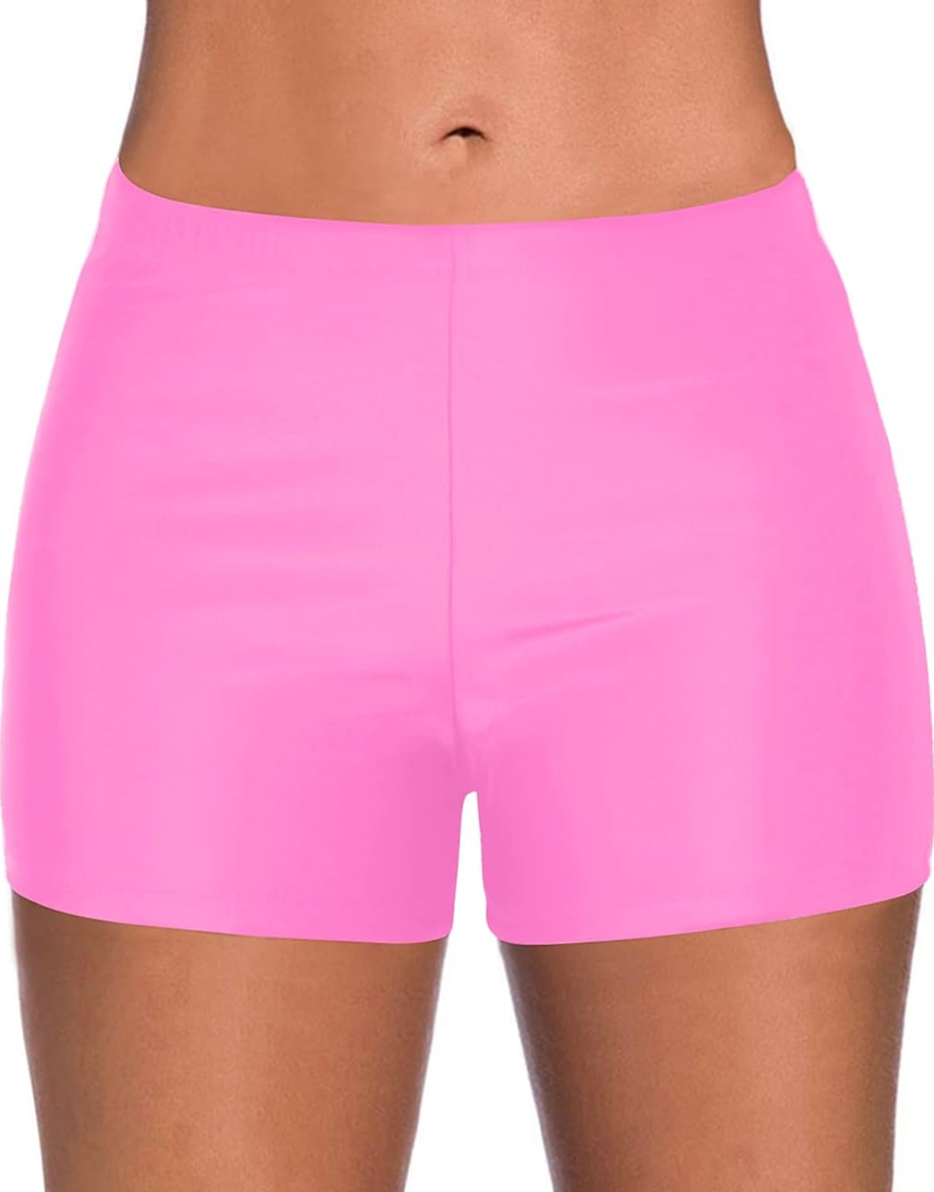 Yonique Womens Swim Shorts Solid Tankini Bottoms Swimsuit Bottoms XL Pink