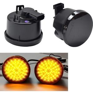 LED Turn Signal Light Parking Side Marker Lamp Fender Smoke Lens Compatible with Jeep Wrangler JK (Black)
