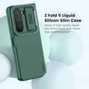 Nillkin Samsung Galaxy Z Fold 5 Case with Metal Kickstand [Slide Camera Cover] CamShield Silky [Liquid Silicone ] Case for Galaxy Z Fold 5 5G Slim Pockets Fit Protective Case Green