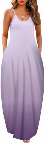 Sleeveless Sundress Flowy Party Maxi Dress Adjustable Spaghetti Straps Dress for Daily Wear Work Coffee Shopping, Fall Outings Maternity Gender Reveal Soft Lightweight Gradient-light Purple Medium