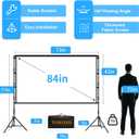 TOWOND Projector Screen with Stand, 84 inch Outdoor Projector Screen Portable Indoor Projection Screen 16:9 4K Rear Front Movie Screen with Carry Bag for Home Backyard Theater 84 inch
