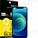 NEW'C 3 Pack Designed for iPhone 12,iPhone 12 Pro Screen Protector (6.1"), Enhanced Tempered Glass Protection, Case Friendly Bubble Free Ultra Resistant