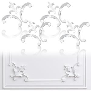 Pangda 4 Pcs Corner Wall Molding French Style Wainscoting Panels Flora Moulding Corner Panel Moulding Corners Wall Molding Kit for Frames Decor, Not Include Glue (Fleur De Lis Style)