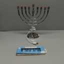 Large 13 Inch Electric Stainless Steel Hanukkah Menorah, Highly Polished Chrome Plated Electric Menorah with 10 Flickering Chanukah Bulbs