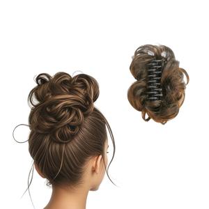 Brown Curly Messy Bun Wig Wavy Hair piece Easy Updo Extensions Claw Clips for Women Girls Natural Fake Wig Tie Headpiece Brown Curly Messy Bun Wig Wavy Hair piece Easy Updo Extensions Claw Clips for Women Girls Natural Fake Wig Tie Headpiece