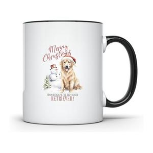 Festive Animal Mug - Merry Christmas Dog & Snowman, Holiday Gift, Coffee Cup, Pet Lover's Mug, Winter Decor, Comfy Home Drinkware