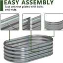 Zizin 1 Pack Galvanized Raised Garden Bed Metal Oval Raised Garden Beds Outdoor Planter Box for Vegetables (4x2x1.3FT, Silver)