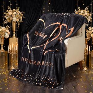 Ganeen Couples Blanket Wedding Gifts for Couples Hubby Wifey Intimacy Throw Blanket Newlywed Wedding Engagement Marriage Gift for Room Decor 60 x 50(Romantic,Black)
