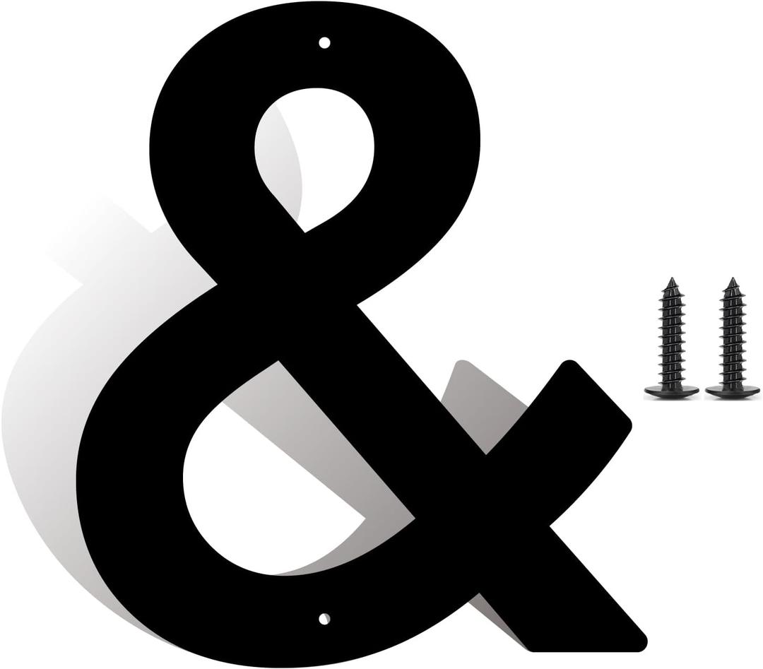 2 x 8 Inch Large Metal Letters, Modern House Address Numbers Letters, Metal Door Numbers, Large Black House Address Letter Number for Home Office Street Apartment Outside (&)