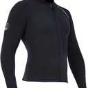 Wetsuit Top Women Men 2MM Neoprene Wetsuit Jacket Long Sleeve Diving Surfing Top, 3MM 1.5MM Wetsuits Shirt Vest Scuba Swimming Snorkeling Suit Swimsuit Warm Front Zip for Water Sports (Medium)