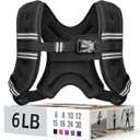 Weighted Vest for Women & Men with Reflective Stripe and Adjustable Buckle, Comfortable & Durable Rucking Vest for Walking, Running & Strength Training (6 lb, Black)