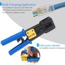 RJ45 Crimp Tool Cat6 Cat5e Cat5 Ethernet Crimper Kit for RJ45 RJ12/11 Pass Through Connectors with 50pcs rj45 Cat6 Pass Through Connectors, 50pcs Covers, Wire Stripper; Network Cable Tester
