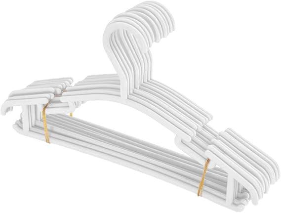 10 Pack White Plastic Nursery Hangers Nonslip Baby Coat Hangers Space Saving Tubular Hangers for Kids Children Clothes
