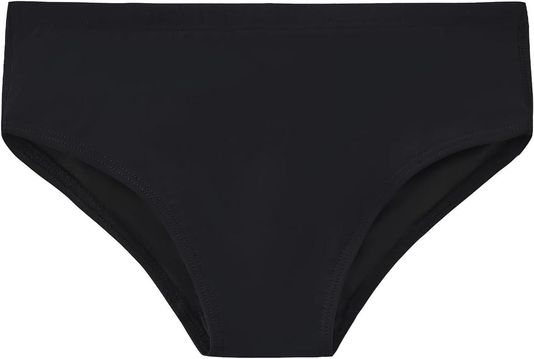 Girls Swim Bikini Bottoms with Fully Lined, UPF 50+ Sun Protection Swimsuit Soft Quick-Dry for Beach Pool (Black), Size 14