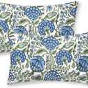 2 x Boho Navy Blue Pillow Covers 12x20 Inch 2 Pcs Sage Green Vintage Floral Decor Throw Pillows Spring Flower Summer Outdoor Farmhouse Decoration Pillowcase Cushion Cover for Couch Sofa Bed