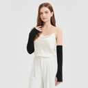 Arm Warmers Women Winter Long Fingerless Gloves Knitted Wrist Warmers with Thumb Hole Arm Sleeve Pack (22cm, A-white+dark Green)