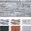 Commomy 12pcs Faux Stone 3D Wall Panels Peel and Stick - 22.8" x 11.8" Thin & UrltraLight Stone Textured Wall Panel for Interior Tile Kitchen, Bedroom,Living Room,TV Background,RV (Covers 22.48 sq.ft)