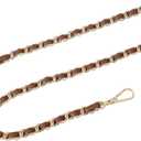 uxcell Purse Chain Strap, 24" Leather Iron Flat Chain Strap Handbag Chains Purse Straps for Shoulder Bags Replacement Strap (Dark Brown Strap + Gold Chain)