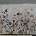 Abstract Floral Canvas Wall Art Grey Cream White Grass Flowers Canvas Pictures Modern Landscape Painting Botanic Artwork for Living Room Bedroom Kitchen Office Wall Decor Ready to Hang 20" x 40"