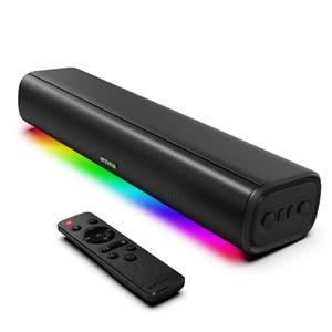 Sound Bar for Smart TV, 16'/60W Soundbar with Impactful Bass, Dynamic Light and Remote Control, Wall Mountable TV Speakers with Bluetooth/Optical/3.5MM AUX for Gaming/PC/Projector