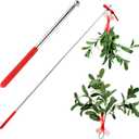 Yunlly 2 Pcs Funny Extendable Mistletoe on a Stick Christmas Gag Gift Xmas Tree Hanging Kissing Mistletoe Ornament for Couple Home Christmas Holiday Party Decor