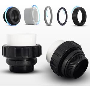 High-Temp Joints  2-Pack 1-Set Hi Temp Union Compatible with Whisperflo, Intelliflo  2" Threaded Connectors for PVC Pipes  2-inch PVC Union Replacement for Pool Pumps