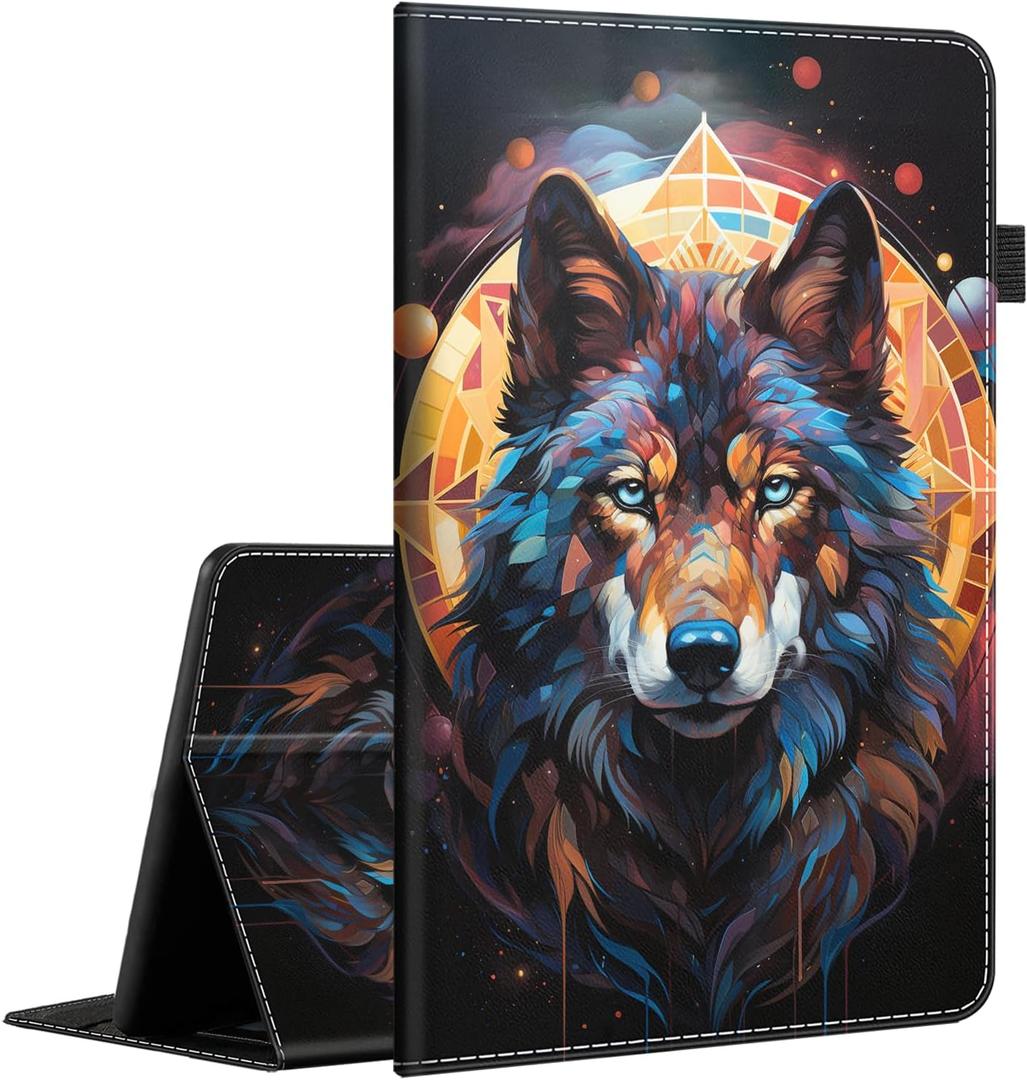 Case Fits Amazon Kindle Fire HD 8 & 8 Plus Tablet (12th Generation/10th Generation, 2022/2020 Release) 8, Multi-Angle Smart Stand Cover Auto Sleep/WakeAbstract Wolf Art