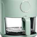 COOK WITH COLOR Colorful 1200W 4Qt Air Fryer: Glass Basket, Dishwasher Safe, 60min Timer, 6 Presets, Temp Control 175F-400F, 4 QT, Dark Sage, Medium