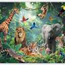 Fabric 8x6ft Jungle Forest Animals Photography Backdrop Tropical Rainforest Safari Background Wild Party Decorations Kids Event Photo Banner Props