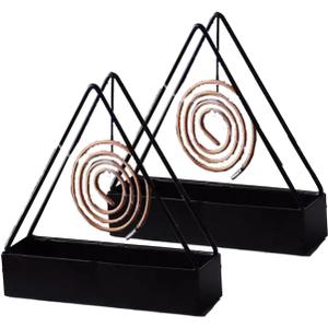 2 x Designer Portable Iron Mosquito Coil Holder 2 pcs Sets with Handle - Fireproof Material Incense Holder