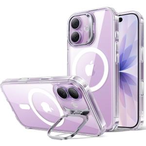 ESR for iPhone 17 Case with Stash Stand, Compatible with MagSafe, Military-Grade Drop Protection Magnetic Phone Case for iPhone 17, Scratch-Resistant Back Cover,Clear