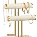 3 Tier Bracelet Holder Display - Detachable T Bar Beige Velvet Bracelet Holder, Jewelry Holder Organizer for Bracelet, Necklace, Watches, Rings