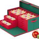 Christmas Ornament Storage Box 96 Bits - 3 Inch Adjustable Dividers Christmas Storage Containers with Lids Ornament Organizer Side Open Christmas Decoration Storage with Removable Drawer Trays (Green)