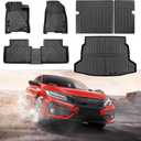 for 2022 2023 2024 2025 Honda Civic Hatchback Floor Mats Cargo Liner Backrest Mat Set All Weather TPE Rubber Protection Mat Civic Hatchback Accessories (Only for Honda Civic Hatchback)