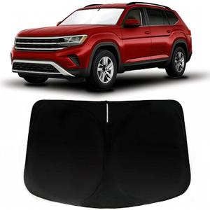 Windshield Sun Shade for Volkswagen Atlas 2018-2024 2025 2026 VW Atlas Cross Sport, Car Front Window Sunshade with 240T Sun Visor Protector Blocks UV Rays Heat Sun Shield Accessories