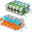 BingoHive 2 Packs Clear Width Adjustable Soda Can Organizer for Refrigerator Expandable Soda Can Dispenser for Beer Soda Seltzer Pop Can Soda Expand Organizer for Fridge Kitchen Pantry