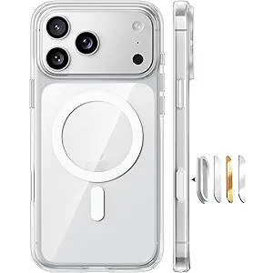 TORRAS Stronger Magnetic for iPhone 17 Pro Case Clear, [Covered Camera Control] [AntiYellowing] Compatible with MagSafe, MilitaryGrade Drop Protection, Slim Phone Case for iPhone 17 Pro