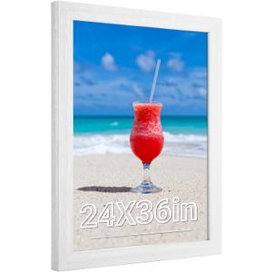 24x36 Frame Rustic White, Distressed 36x24 Picture Frame, Art Pic Hanging Poster Frame, 24 by 36 Gallery Family Concert Portrait Wall Photo Frame Anniversary/Birthday/Wedding/Thank you/Christmas Gift