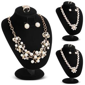 Youyole 3 Pcs Black Velvet Jewelry Display Necklace Earrings Ring Display Stand Jewelry Bust/mannequin for Selling and Shows