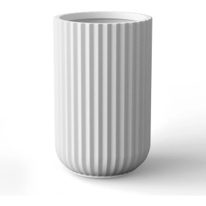 Kante Tall Fulted Planter, 17.7 Inch Tall Round Concrete Plant Pots with Drainage Hole and Rubber Plug, Modern Decor for Indoor Outdoor Plants, Flower, White