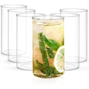 Borosil Drinking Glasses, 12 Oz, Set of 6, BPA Free, Borosilicate Drinking Glass, Clear & Lightweight Water Glass Set, Odor Resistant, Freezer & Dishwasher Safe, Glasses for Juice, Beer & Cocktails