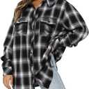 Lacozy Womens Buffalo Plaid Flannel Shirt Long Sleeve Collar Button Down Blouses Tops (XL)