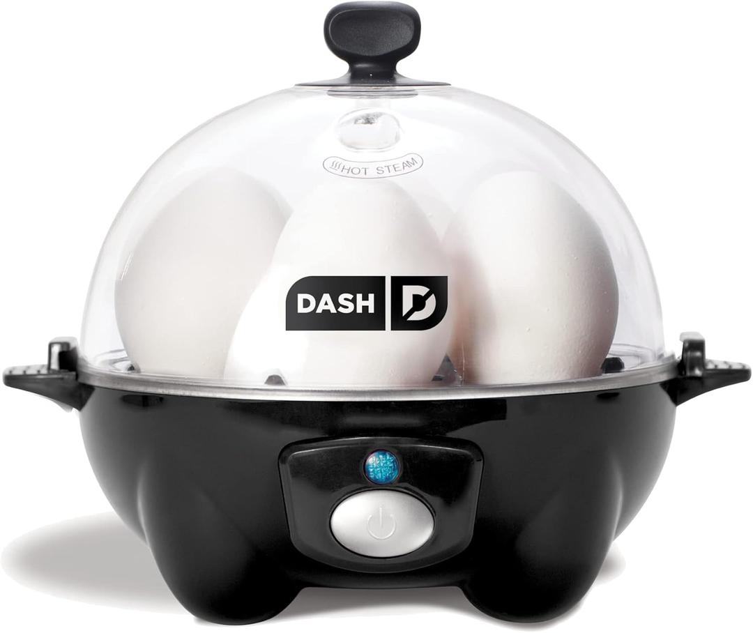 DASH Rapid Egg Cooker: 6 Egg Capacity Electric Egg Cooker for Hard Boiled Eggs, Poached Eggs, Scrambled Eggs, or Omelets with Auto Shut Off Feature - Black (6 Eggs, Black)
