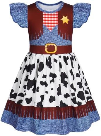 Eledobby Cowgirl Costume Girls Toddler Princess Dress Up Halloween Cosplay Outfits Christmas Birthday Gift, 9-10 Years