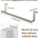 Over-Cabinet Door Towel Rack, 14-inch Extra-Wide Stainless Steel Bar for Kitchen & Bathroom Cabinets (NOT for Room Doors), Fits Cabinet/Wardrobe Doors up to 0.8", 2 Pack, Sliver