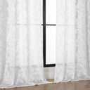 OVZME White Sheer Curtains 108 inches Long 2 Panels for Living Room, Jacquard Clip Leaf Pattern Textured Light Filtering Window Semi Sheer Voile Drapes for Bedroom, Each Panel 52 x 108 Inch